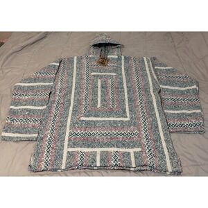 Baja Joe Unisex Aqua Pullover Hoodie Hippie Mexican Baja X-Large NWT!!